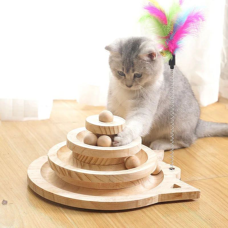 Wood cat Toy Tower